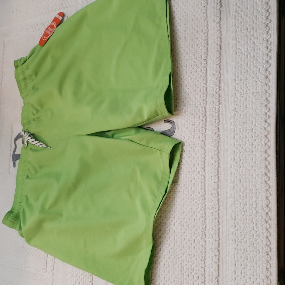 WONDER NATION BOYS GREEN LINED SWIM TRUNK SHORTS SIZE X- LARGE 14-16 HUSKY